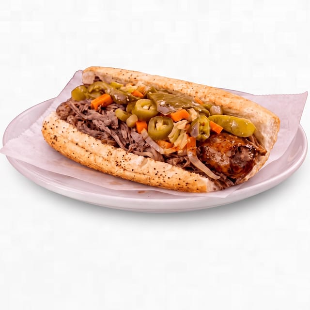 Roma's Original Italian Beef Sandwich.